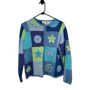 Appleseeds Seaside Ocean 100% Cotton Sweater SZ Medium Petite